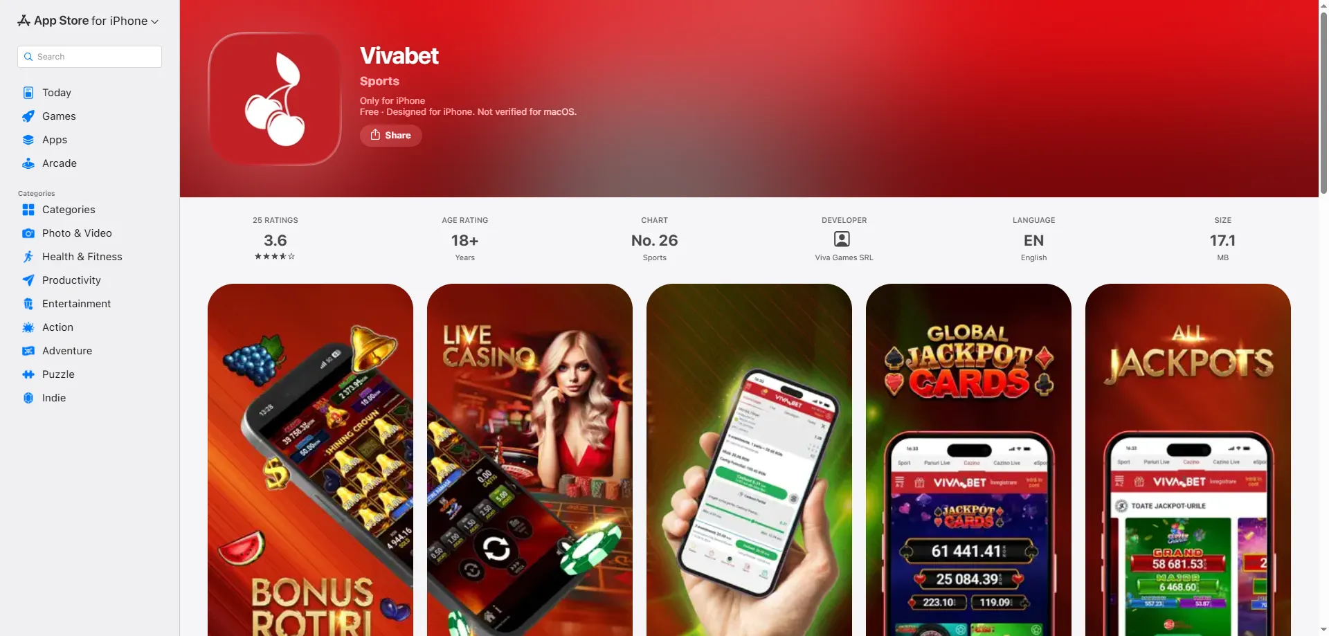 App móvil de VIVABET Casino para Android e iOS en México