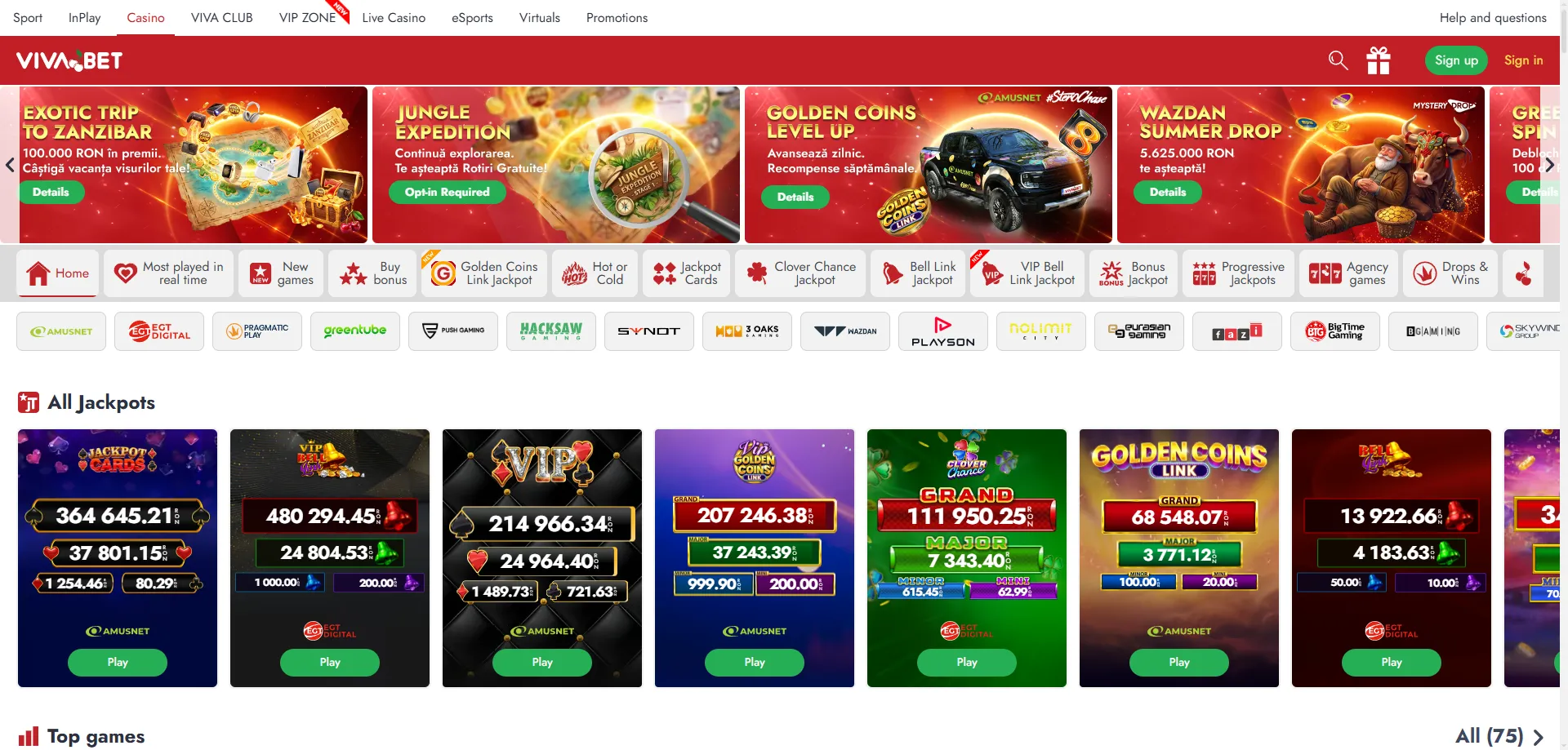 Slots destacados en VIVABET Casino — más de 4,500 títulos disponibles